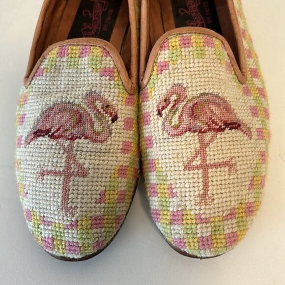 By Paige: The original needlepoint slipper for ladies pink flamingo size… - Picture 2 of 10